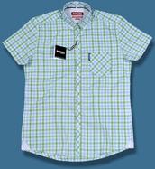 View Item Lambretta Penny Collar Button Down Check SS Shirt Green